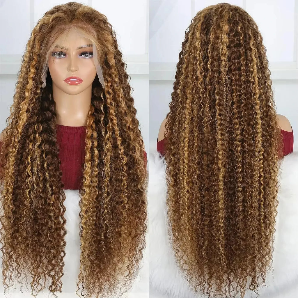 Highlight Brazilian 13x4 lace front colored wig on sale Deep wave 13x6 hd lace frontal curly wigs human hair for women Choice