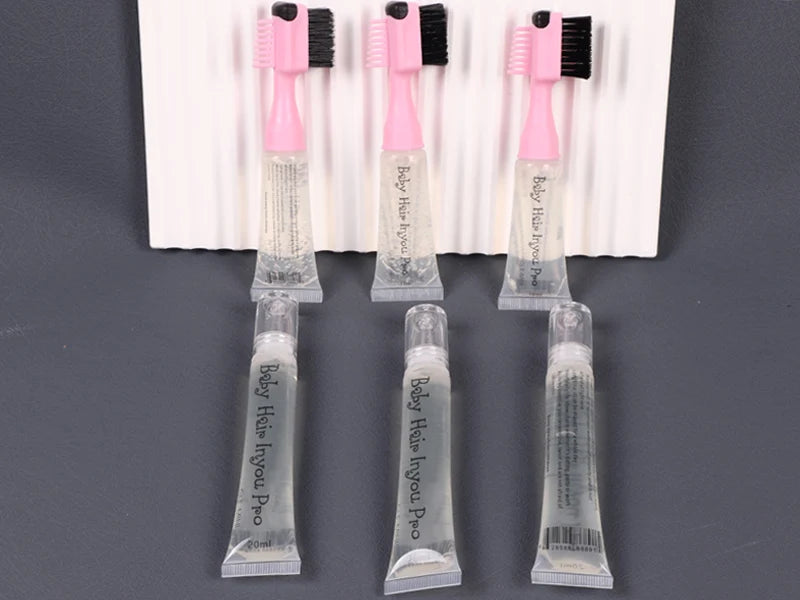 1Pcs Hair Styling Edge Control Gel With Brush For Baby Hair Portable Hair Fixative Gel Hair Cream For Natural Hair Africa 10Ml