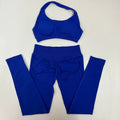 Yoga Leggings Set Women Seamless Yoga Set High Waist Scrunch Butt Legging With Halter Sports Bra Workout Gym Suit