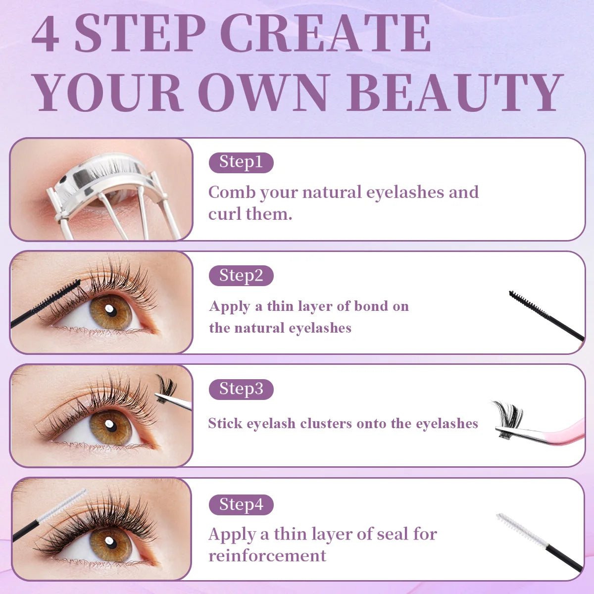 Lash Cluster Glue, Lash Bond and Seal 10ml Bond & Seal Eyelash Glue 2 in 1 for Clusters, Eyelash Adhesive Black Long-Lasting