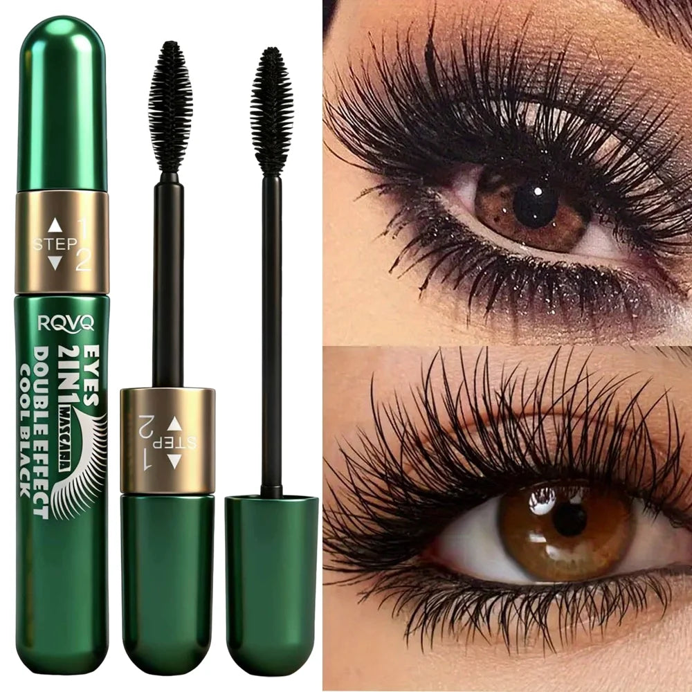 2-in-1 waterproof mascara, anti-smudging, non-greasy, long-lasting, curling mascara