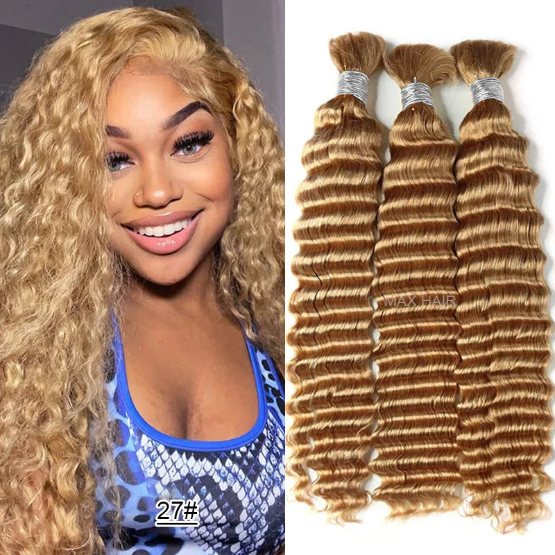 #350 Ginger Orange Human Hair Bulk Curly Hair Bundles For Boho Braids Braiding Hair Extension No Weft cabelo humano indiano
