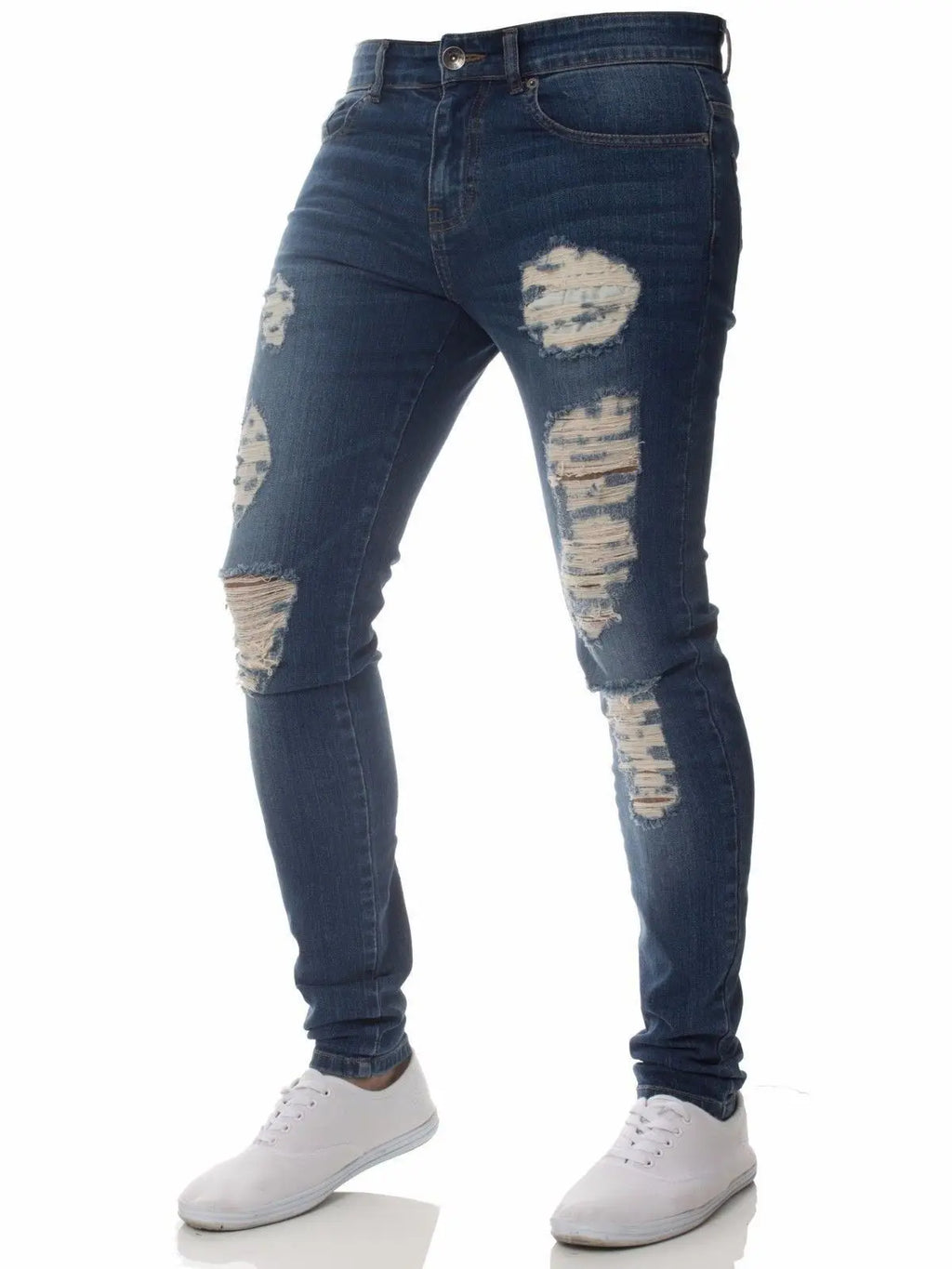 2023 White Embroidery Skinny Ripped Jeans Men Cotton Stretchy Slim Fit Hip Hop Denim Pants Casual Jeans for Men Jogging Trousers