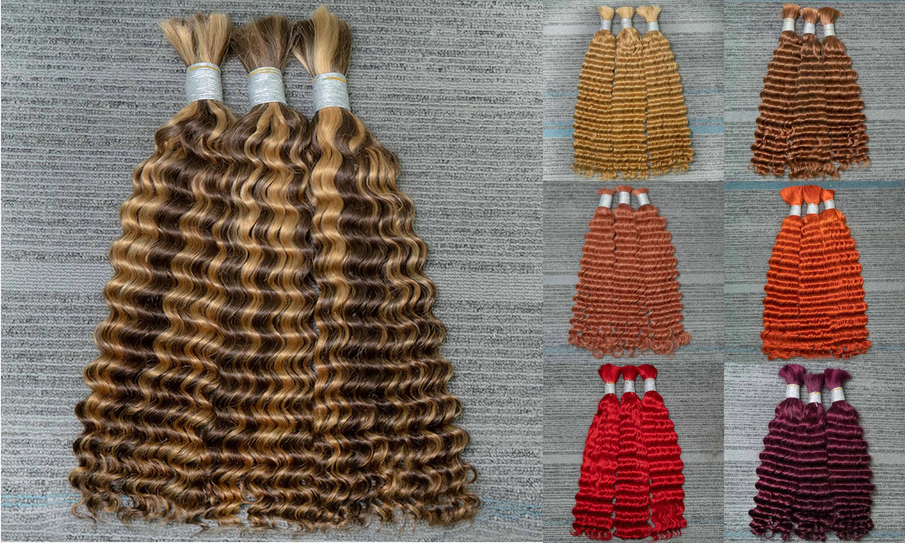 #350 Ginger Orange Human Hair Bulk Curly Hair Bundles For Boho Braids Braiding Hair Extension No Weft cabelo humano indiano