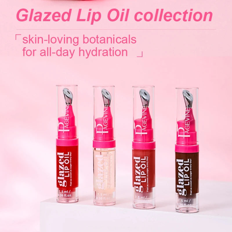 Glazed Lip Oil With Innovative Pump Design Ice Sensation Soft Lasting Glossy Hydrating Lip Gloss Deeply Moisturizing Lip Balm