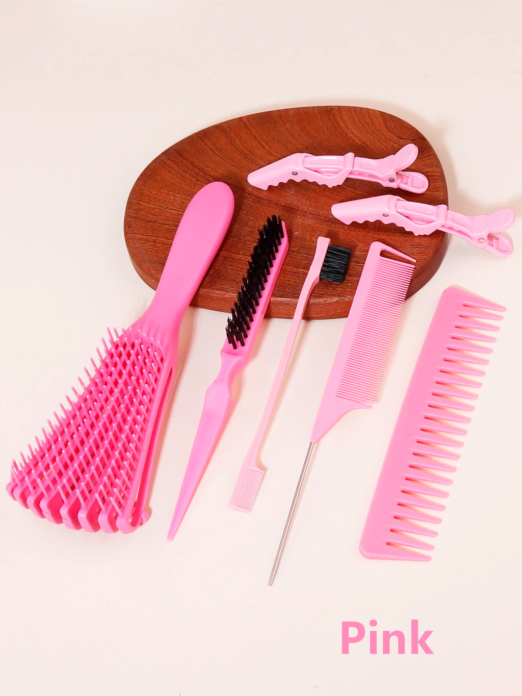 7pcs edge hair brushes curly scalp massage combs stainless steel ponytail combs fashionable hair clip Special for real hair wigs