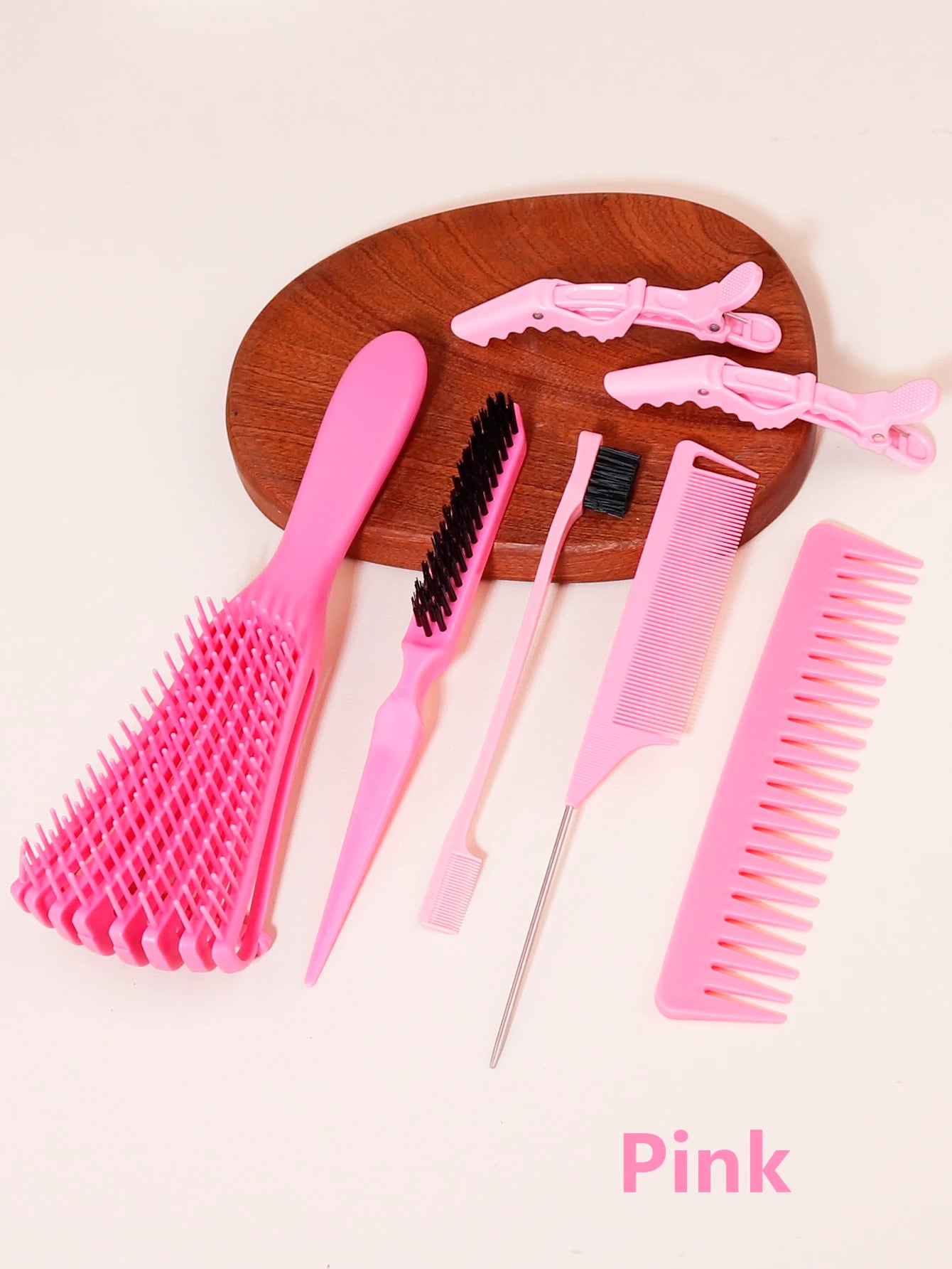 7pcs edge hair brushes curly scalp massage combs stainless steel ponytail combs fashionable hair clip Special for real hair wigs