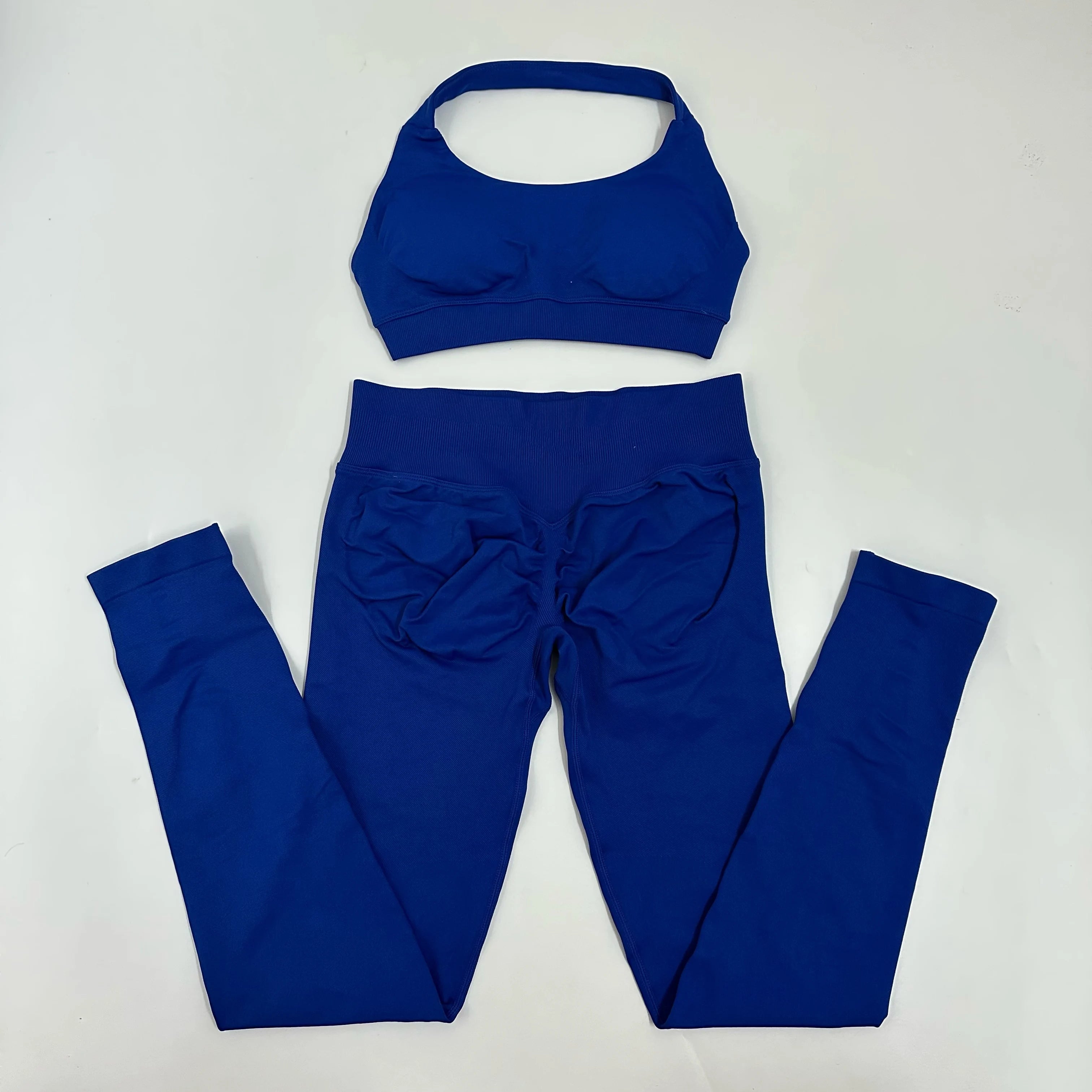 Yoga Leggings Set Women Seamless Yoga Set High Waist Scrunch Butt Legging With Halter Sports Bra Workout Gym Suit
