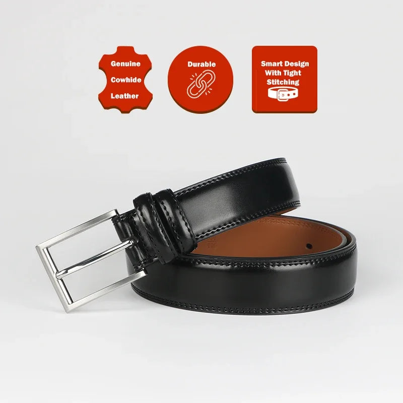 Men's Cowhide Genuine Leather Belt, Classic Casual Belt For Jeans Trousers, Work And Business Gift For Dad And Husband