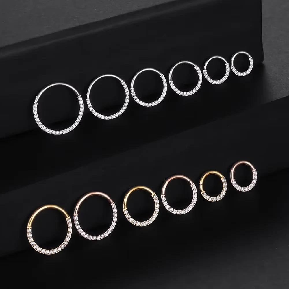 1/10Pcs G23 Titanium 14G/16G/18G Nose Rings Hinged Segment Ear Cartilage Tragus Earrings Hoops Septum Clicker Piercing Jewelry