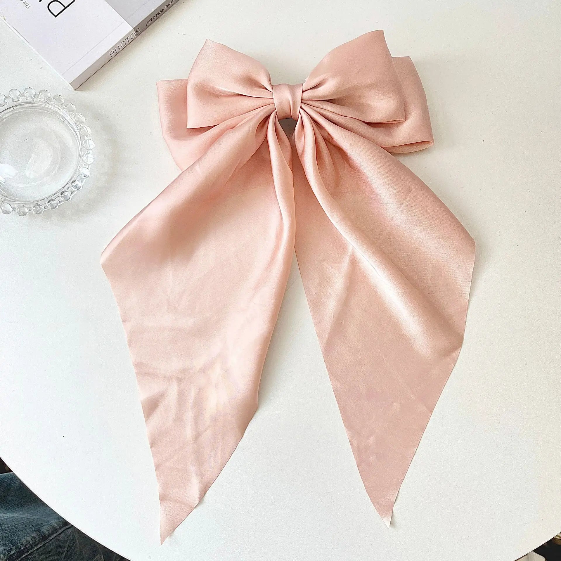 Hair Bows for Women, Big Bow Hair Clips for Girls, Silky Satin Hair Bows Clips Oversized Long Tail, Large Hair Barrettes Cute Ae