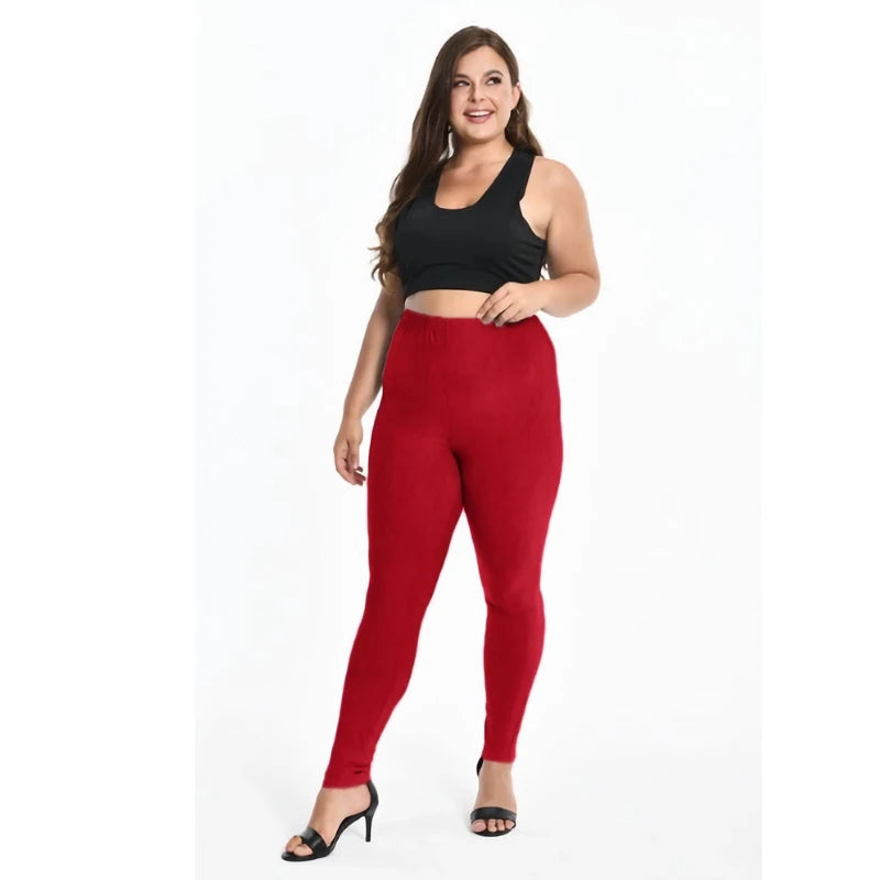 Solid Colorful Leggings For Women 7xl 6XL 5XL Large Size Modal Cotton Tight Pants Grey Black White Pink Blue Purple 5XL 4XL Lady