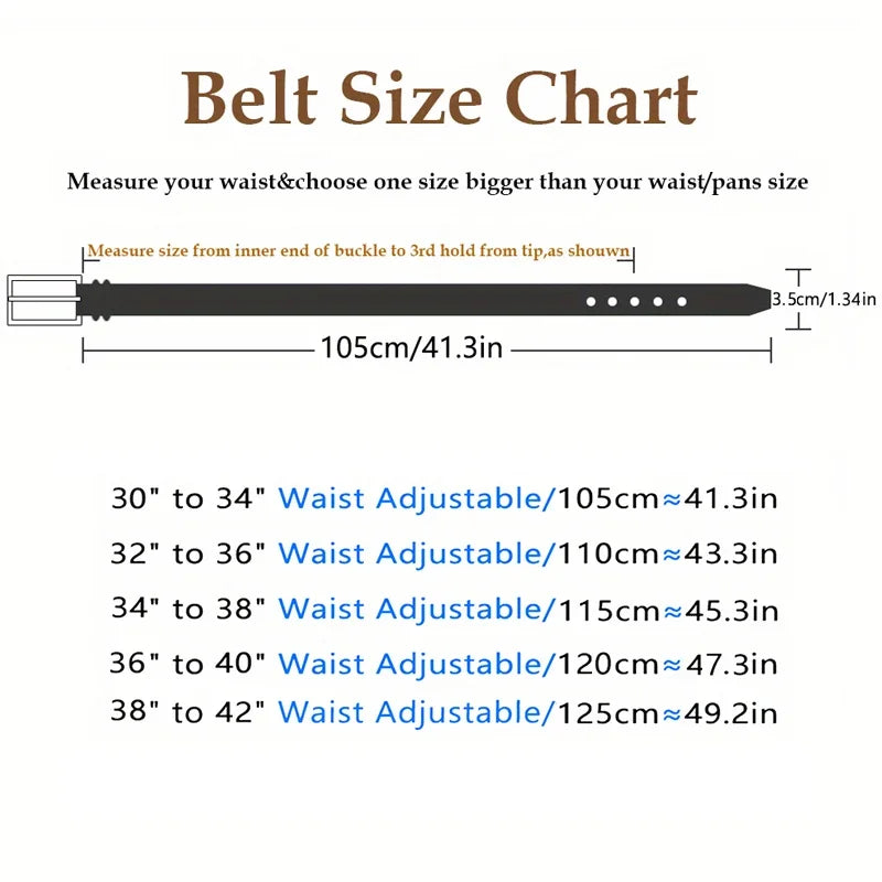 Men's Cowhide Genuine Leather Belt, Classic Casual Belt For Jeans Trousers, Work And Business Gift For Dad And Husband