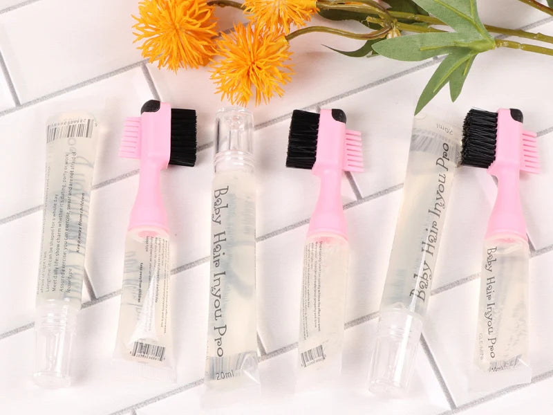 1Pcs Hair Styling Edge Control Gel With Brush For Baby Hair Portable Hair Fixative Gel Hair Cream For Natural Hair Africa 10Ml