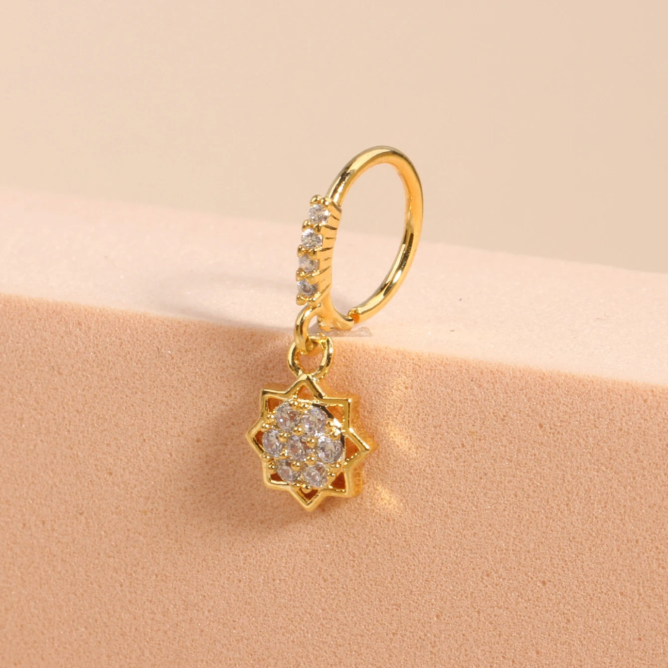 Nose Rings Hoop for Women Men Body Piercing Jewelry Cartilage Earring Nose Dangling CZ Cross Crown Starfish Dangle Nose Ring
