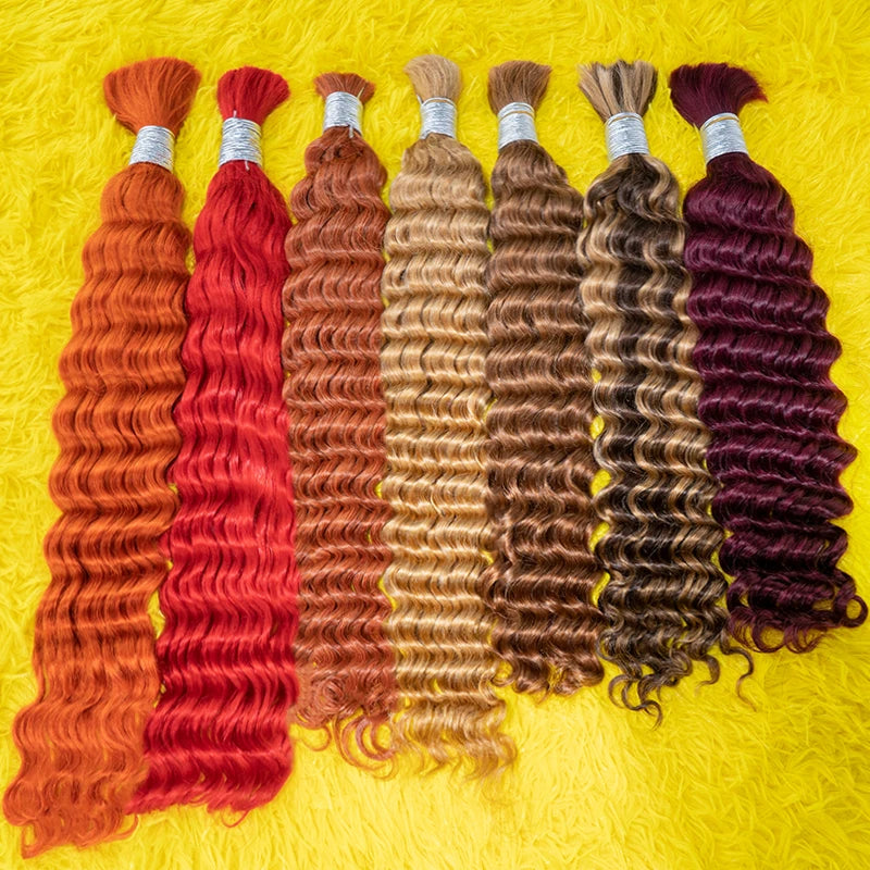 #350 Ginger Orange Human Hair Bulk Curly Hair Bundles For Boho Braids Braiding Hair Extension No Weft cabelo humano indiano