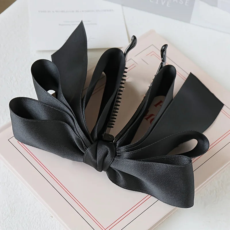 Hair Bows for Women, Bow Hair Clips, Silky Satin Hair Bows for Girls, Neutral Colors Hair Ribbon, Cute Bow Clips for Women