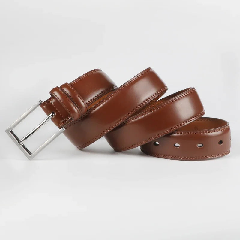 Men's Cowhide Genuine Leather Belt, Classic Casual Belt For Jeans Trousers, Work And Business Gift For Dad And Husband