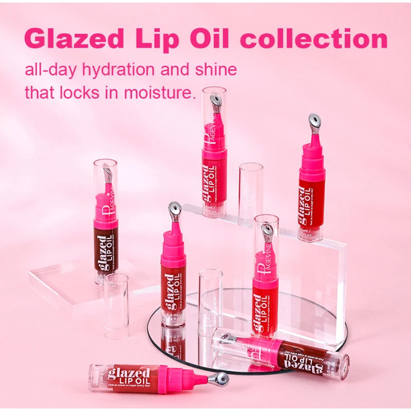 Glazed Lip Oil With Innovative Pump Design Ice Sensation Soft Lasting Glossy Hydrating Lip Gloss Deeply Moisturizing Lip Balm