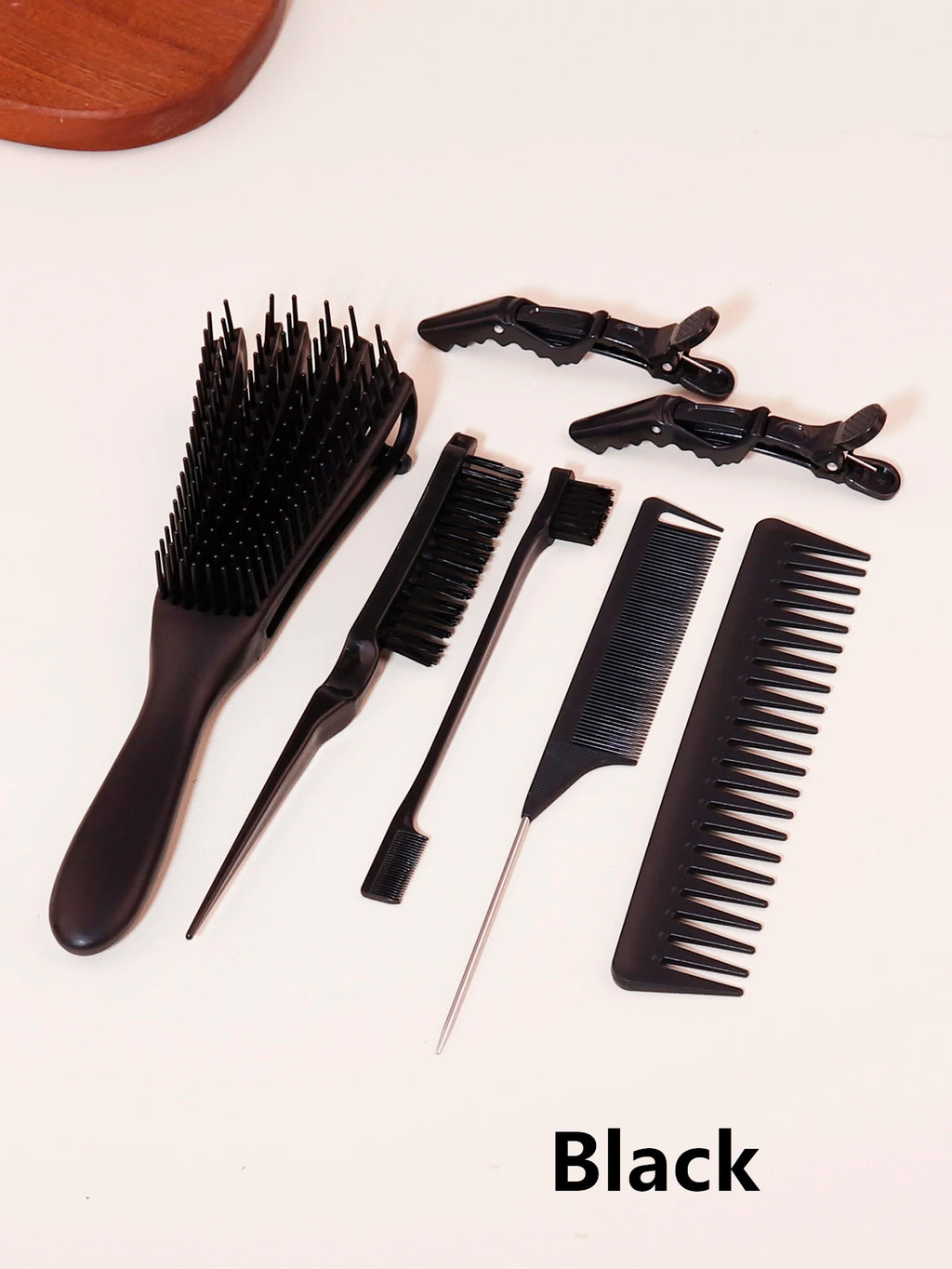 7pcs edge hair brushes curly scalp massage combs stainless steel ponytail combs fashionable hair clip Special for real hair wigs
