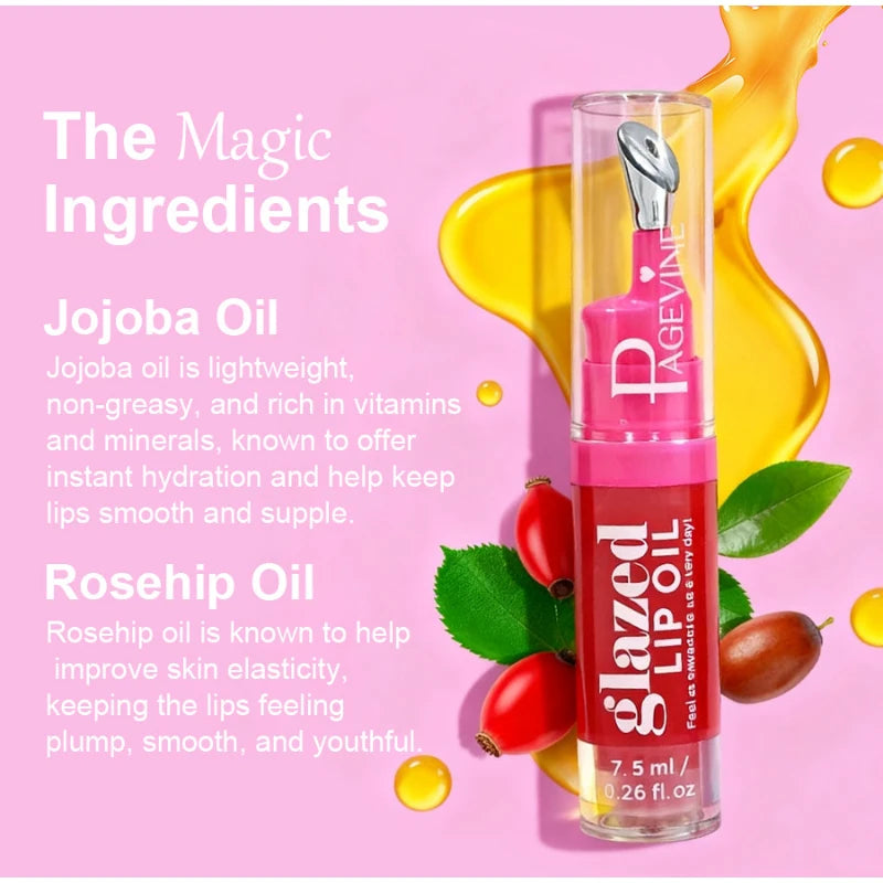 Glazed Lip Oil With Innovative Pump Design Ice Sensation Soft Lasting Glossy Hydrating Lip Gloss Deeply Moisturizing Lip Balm