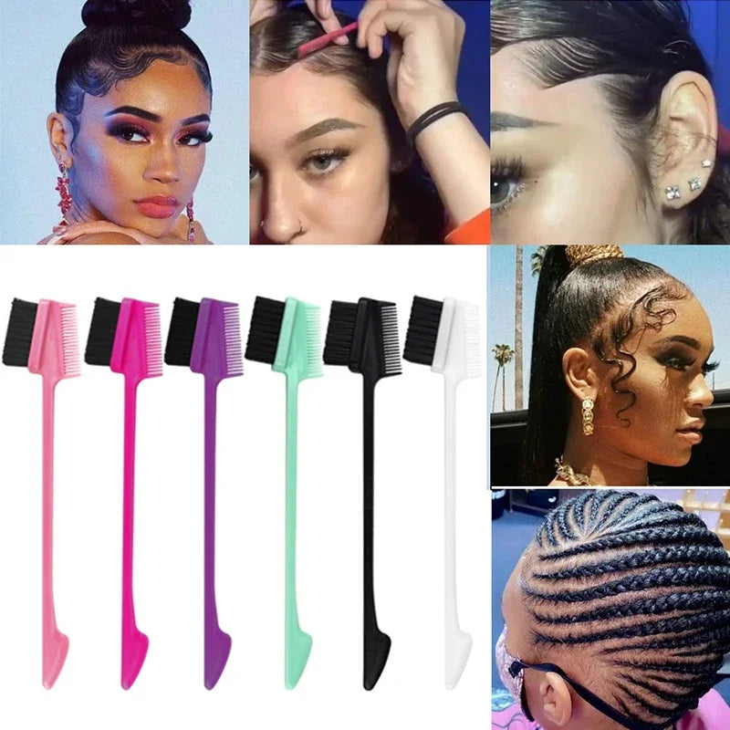 Three-headed Eyebrow Brush Shredded Hair Brush Comb Hair Dye Brushes Hair Care Hair Edge Control Hairdressing Gel Brush Styling
