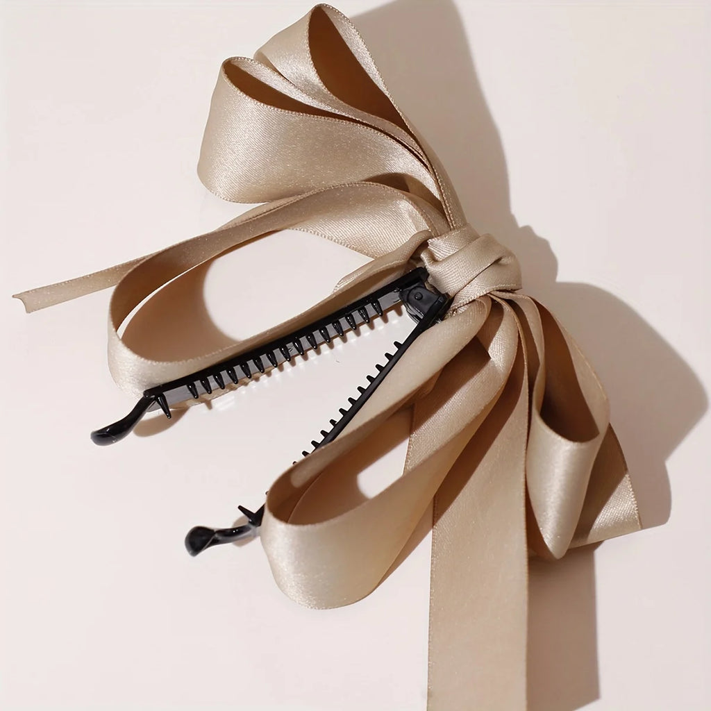 Hair Bows for Women, Bow Hair Clips, Silky Satin Hair Bows for Girls, Neutral Colors Hair Ribbon, Cute Bow Clips for Women