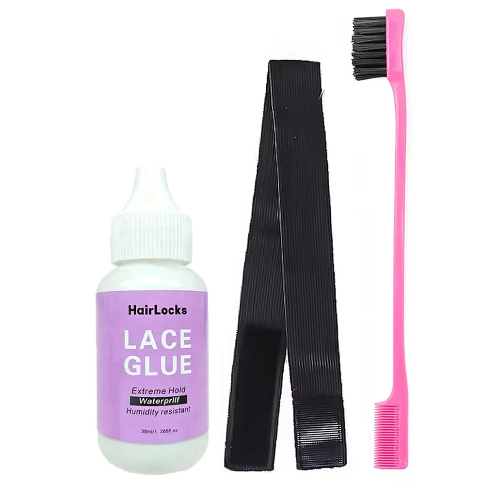 Wig Installation Kit Hair Front Lace Wig Glue 38ml,Wax,Remover 30ml ,band and brush for Lace Front Waterproof Wig glue set