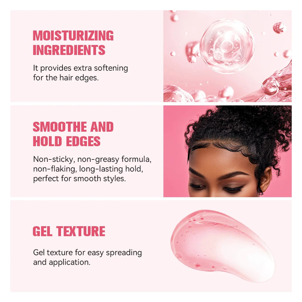 Lakerain Strong Styling Hair Gel Long Lasting Control Edge Gel Smoothes Nourishes Hair Curl Enhancement Strong Hold Hair Gel