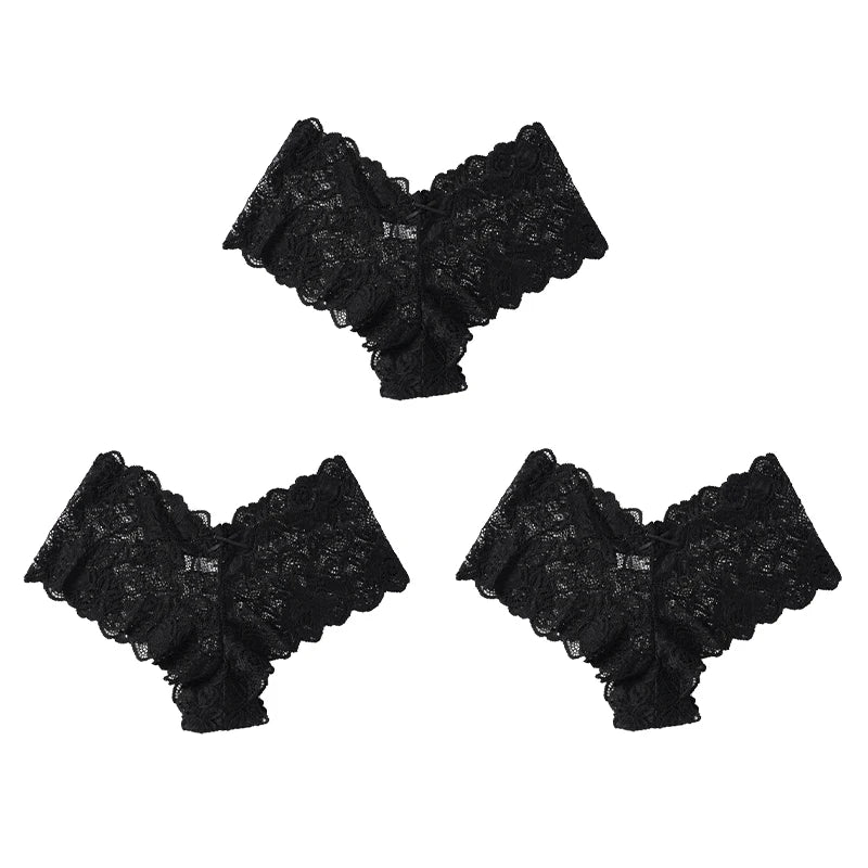 3Pcs Sexy Floral Lace Panties Women Briefs Low Waist Soft Lingerie Comfortable Female Underwear Girls Intimates Panties