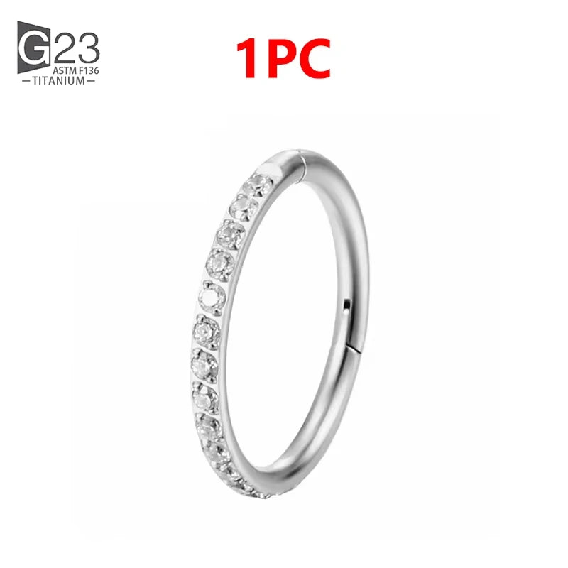 1/10Pcs G23 Titanium 14G/16G/18G Nose Rings Hinged Segment Ear Cartilage Tragus Earrings Hoops Septum Clicker Piercing Jewelry