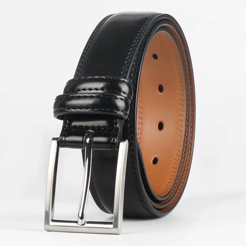 Men's Cowhide Genuine Leather Belt, Classic Casual Belt For Jeans Trousers, Work And Business Gift For Dad And Husband