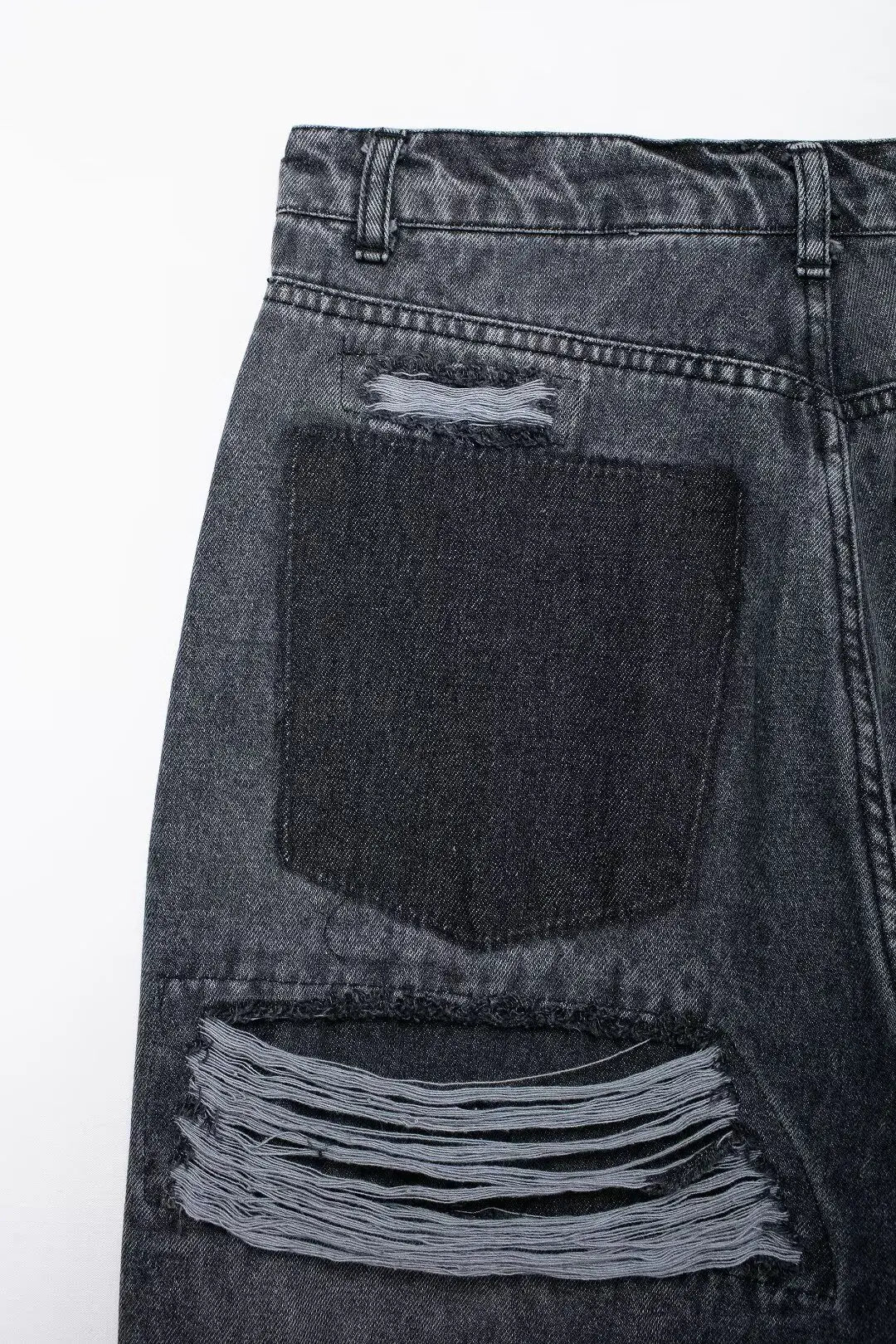 Jeans For Women 2024 Denim Solid Loose Zipper Fly Female Hole Trouser Pockets Wild Basic Commute Woman Wide Leg Long Pant