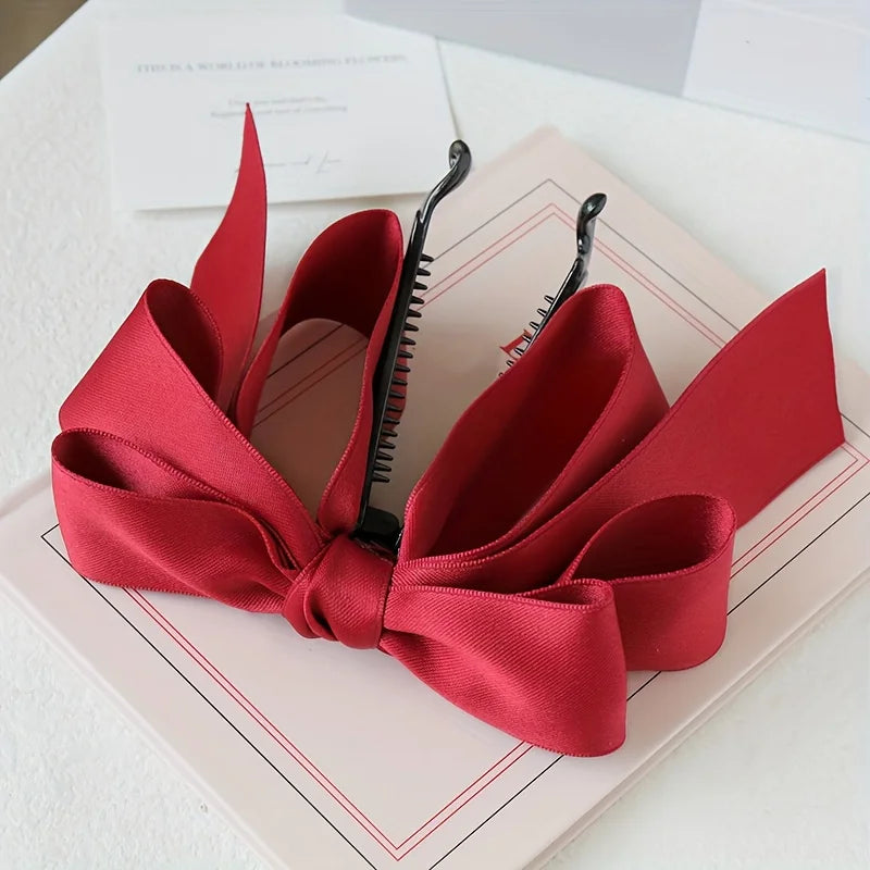 Hair Bows for Women, Bow Hair Clips, Silky Satin Hair Bows for Girls, Neutral Colors Hair Ribbon, Cute Bow Clips for Women