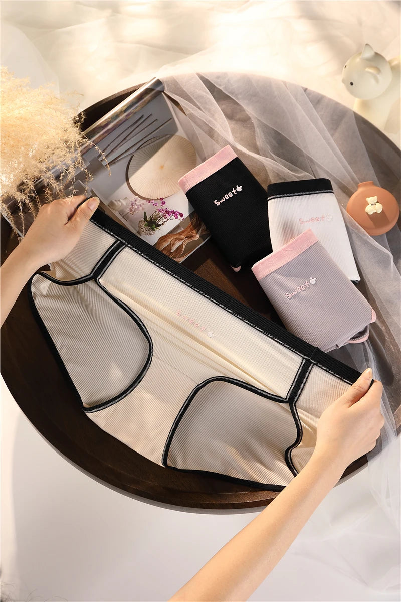 Panties For Women Cotton High Waist Summer Breathable Ladies Big Size Underwear Sweet Letters Female Underpants Sexy Lingerie