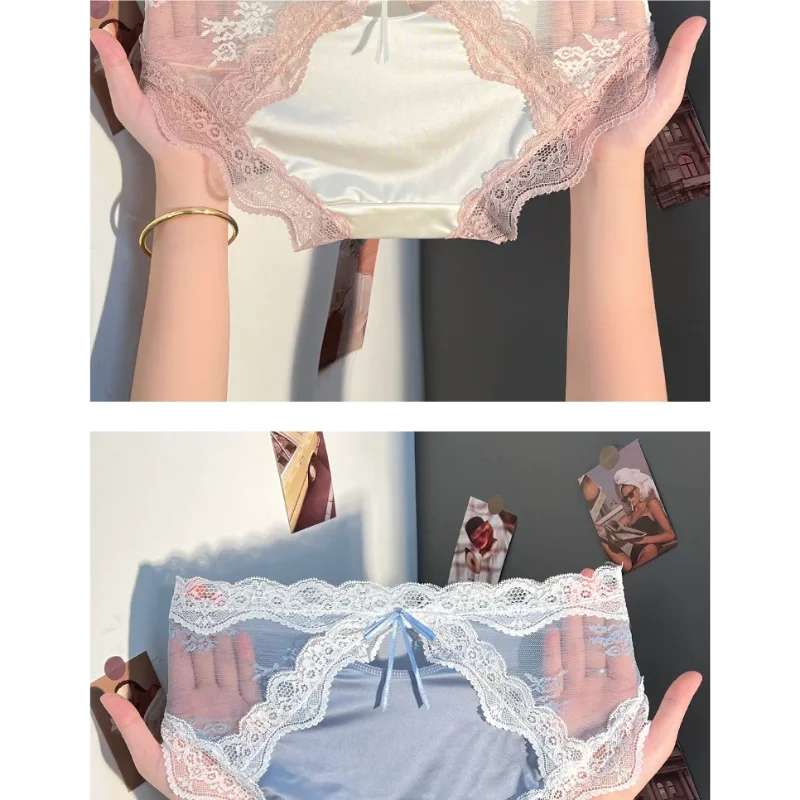 Panties Women‘s Underwear Sexy Lace Panties Thongs Sexy Brazilian Pants Silk Breathable Girls Underwear Plus Size Lingerie
