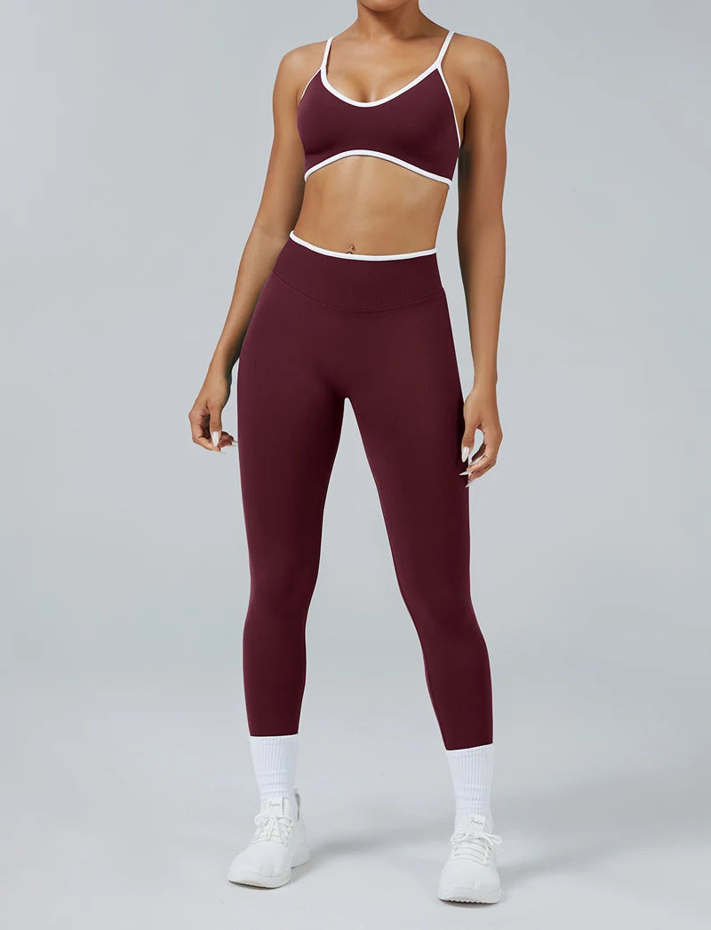 Fitness Legging Set Seamless Yoga Set Women Sportswear Scrunch Bum Gym Leggings Strappy Sports Bra 2 Piece Workout Clothes