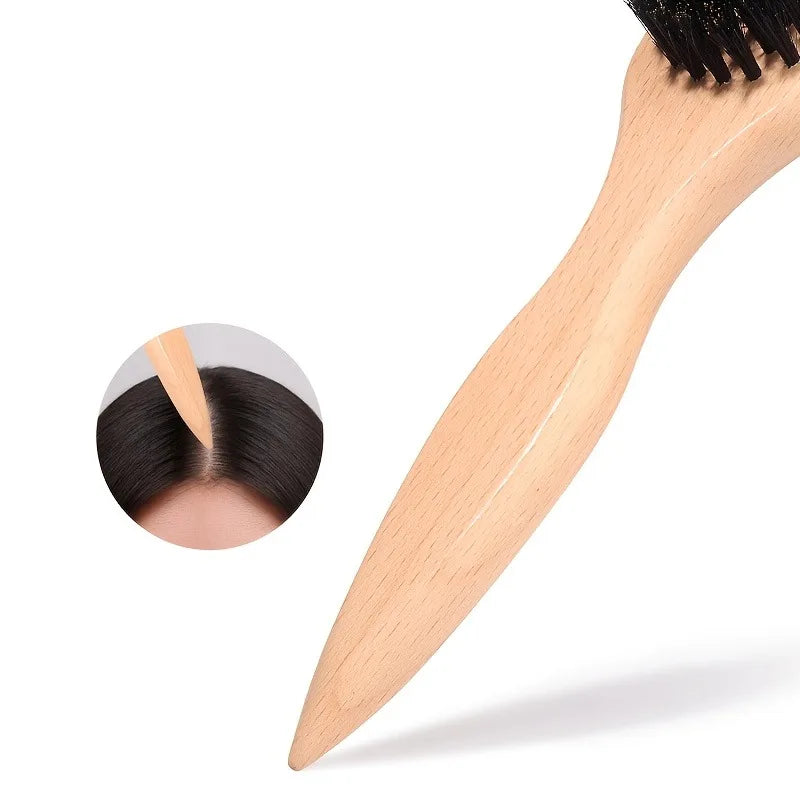 1pcs hair brush, natural beech wood handle, hair design tool, rear comb hair brush, used for edge and back combing and styling