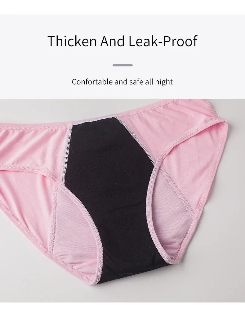 Women's Menstrual Panties Pink Girls' Physiological Hygiene Underwear 4 Layers Heavy Duty Absorbent Leak Proof Underwear