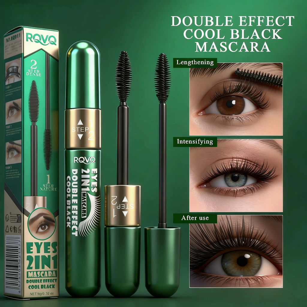 2-in-1 waterproof mascara, anti-smudging, non-greasy, long-lasting, curling mascara