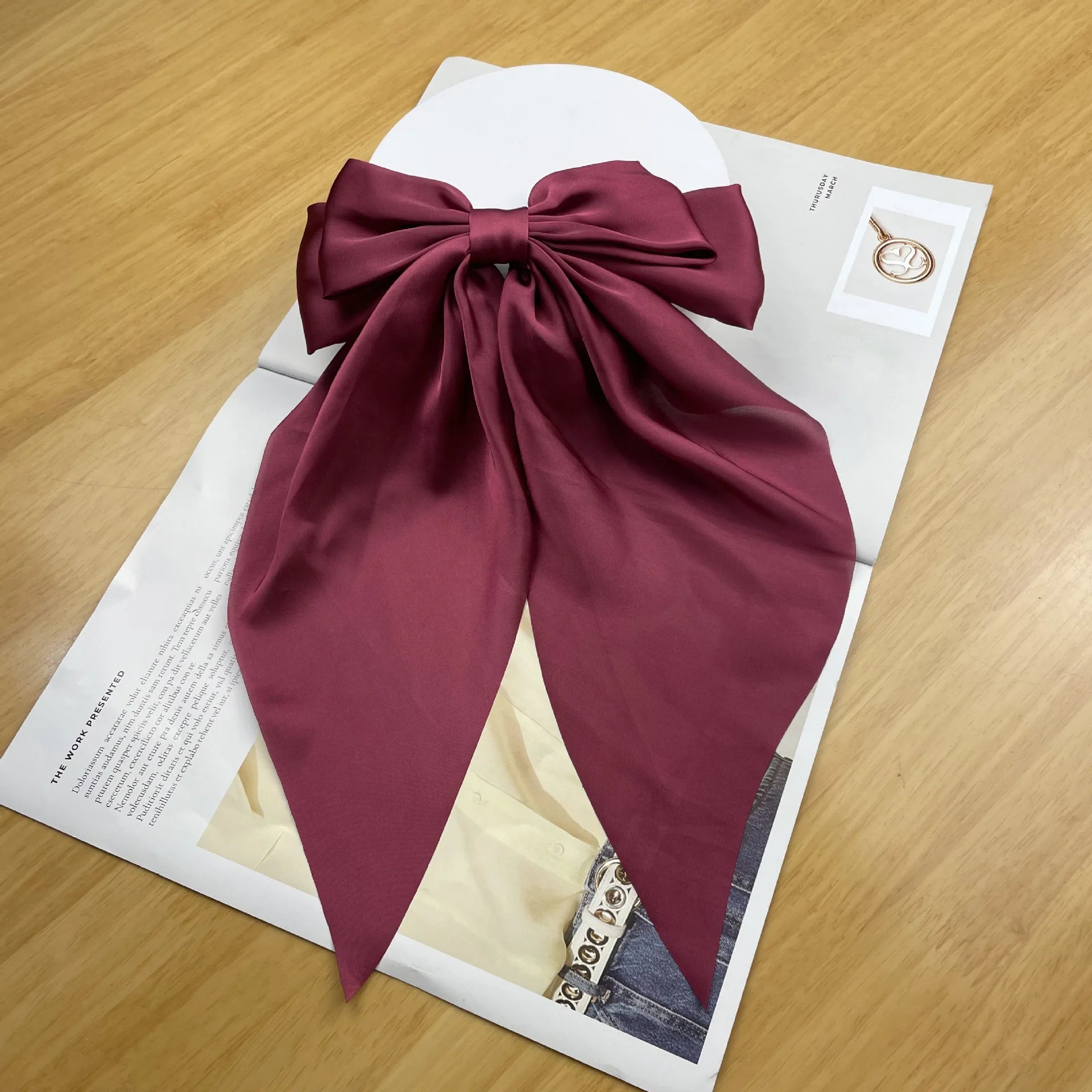 Hair Bows for Women, Big Bow Hair Clips for Girls, Silky Satin Hair Bows Clips Oversized Long Tail, Large Hair Barrettes Cute Ae