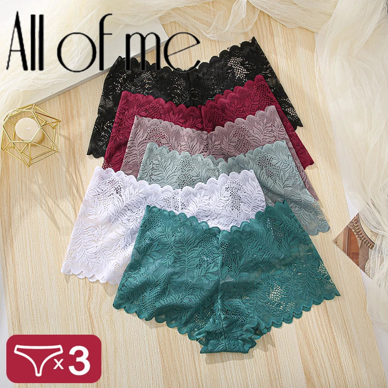 3Pcs Women Panties Sexy Lace Female Underpants Plus Size Underwear Large Size Lightweight Seamless Low Waist Briefs Breathable