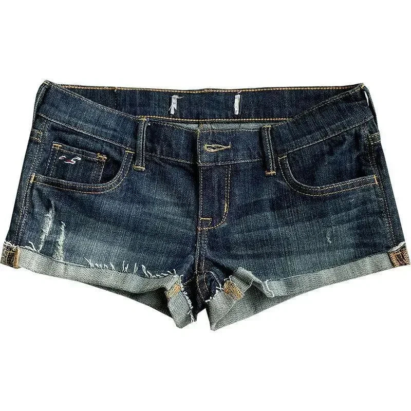 Jeans for Women Low Rise Curled Denim Shorts Skinny Summer New Y2k Spicy Girl Casual Streetwear Sexy Nightclub DJ Mini Shorts
