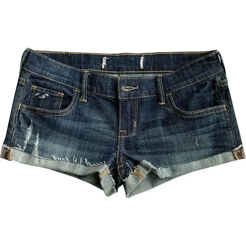 Jeans for Women Low Rise Curled Denim Shorts Skinny Summer New Y2k Spicy Girl Casual Streetwear Sexy Nightclub DJ Mini Shorts