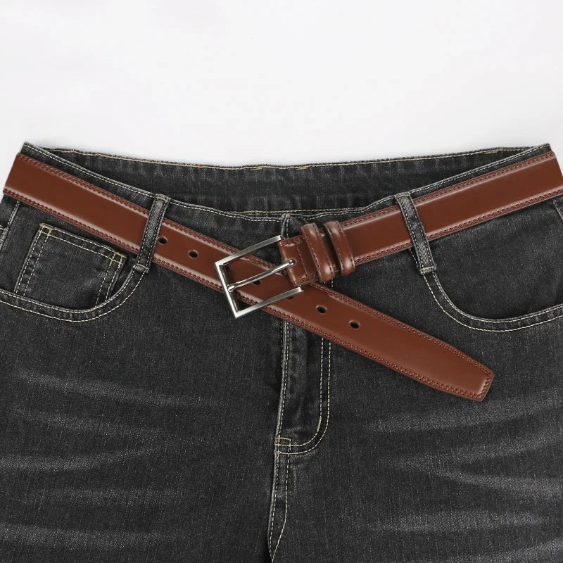 Men's Cowhide Genuine Leather Belt, Classic Casual Belt For Jeans Trousers, Work And Business Gift For Dad And Husband