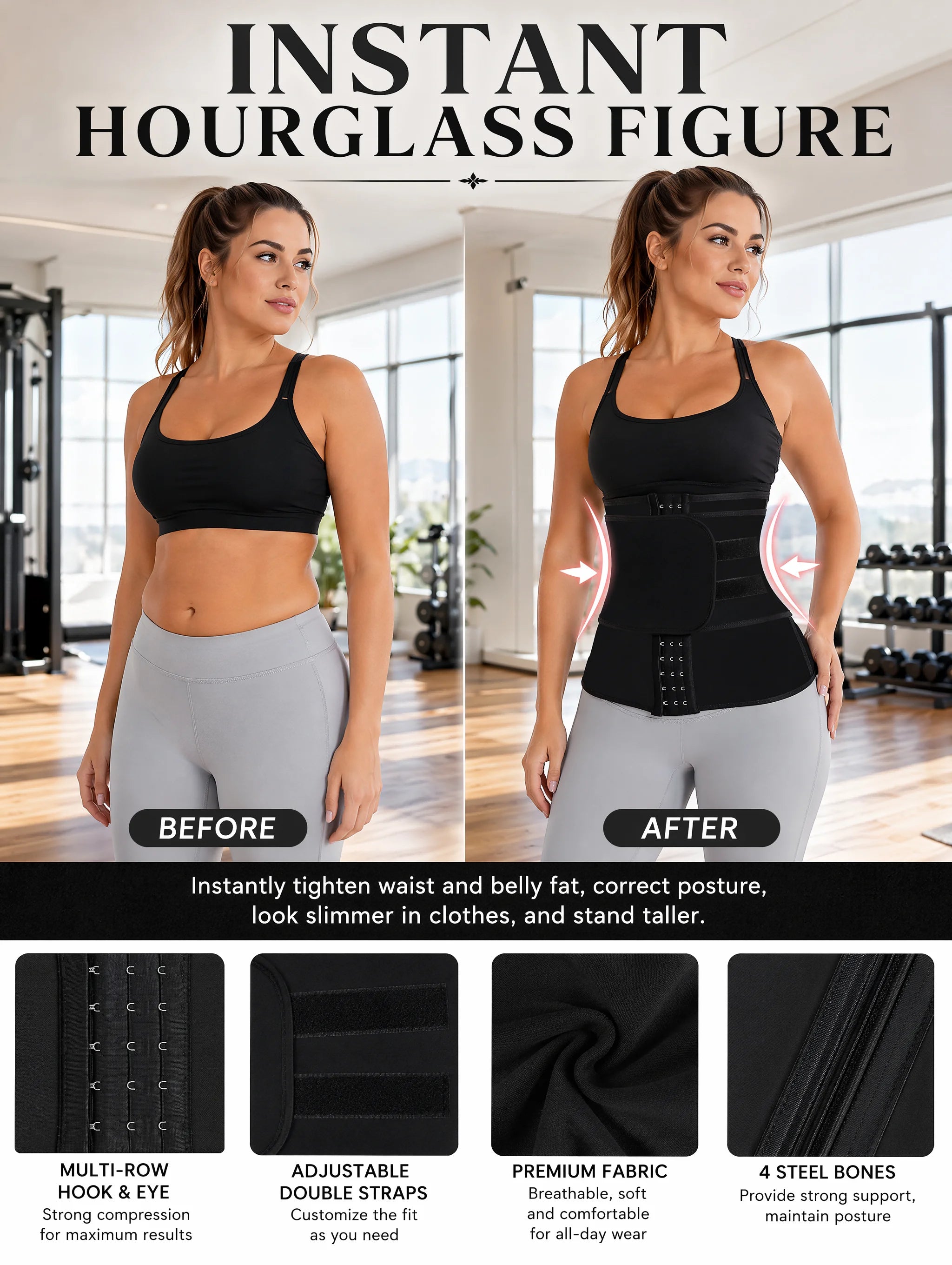 Women Waist Trainer Belly Slimming Sheath Sauna Body Shaper Reducing Shapewear Corset Tummy Sweat Workout Fat Burn Trimmer Belt