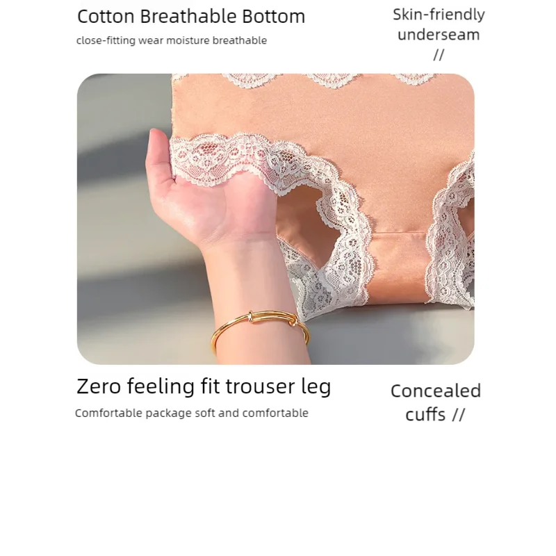Panties Women‘s Underwear Sexy Lace Panties Thongs Sexy Brazilian Pants Silk Breathable Girls Underwear Plus Size Lingerie
