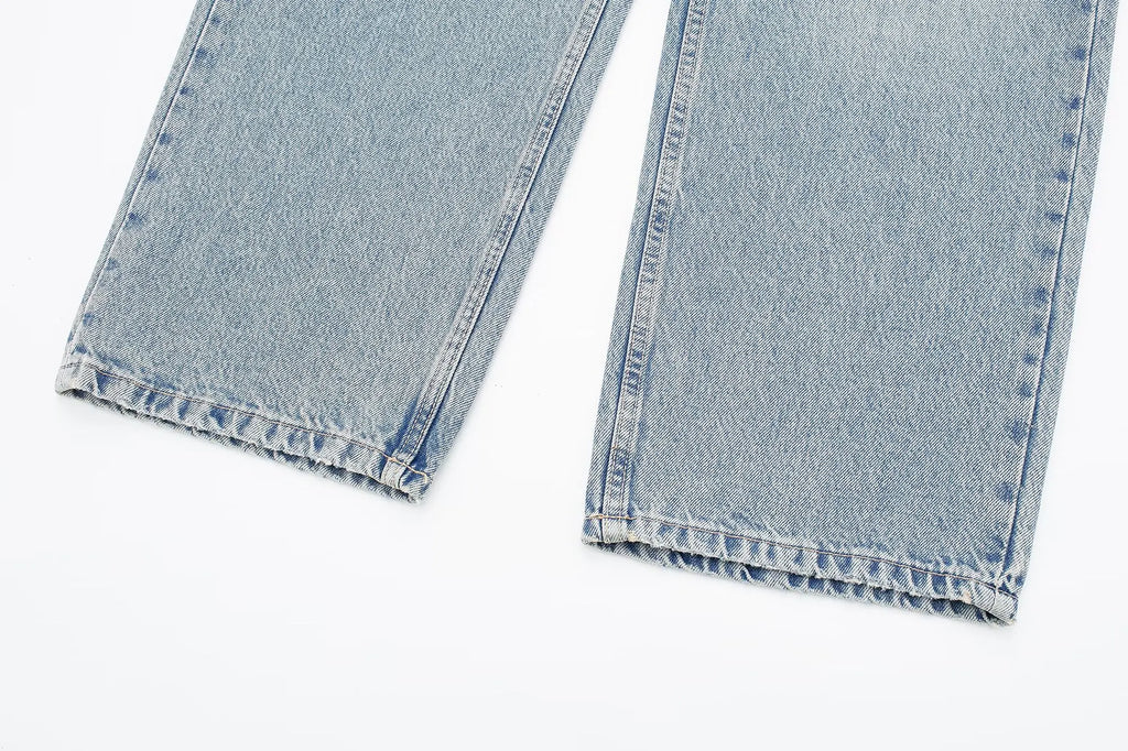 Jeans For Women 2024 Denim Solid Loose Zipper Fly Female Hole Trouser Pockets Wild Basic Commute Woman Wide Leg Long Pant