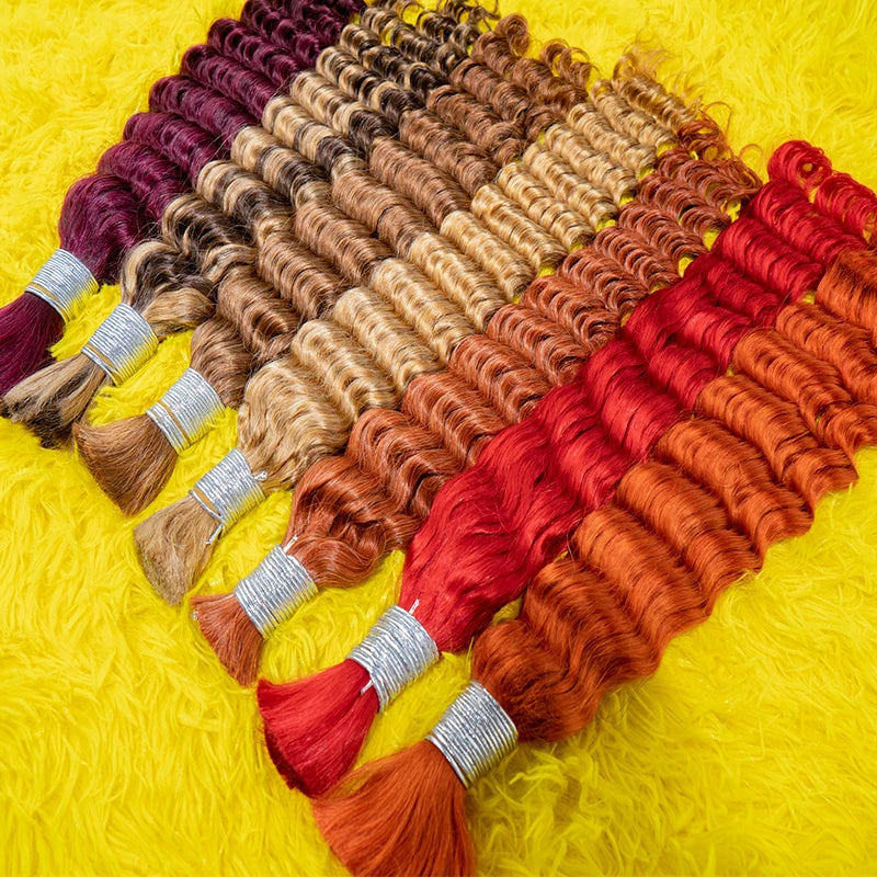 #350 Ginger Orange Human Hair Bulk Curly Hair Bundles For Boho Braids Braiding Hair Extension No Weft cabelo humano indiano