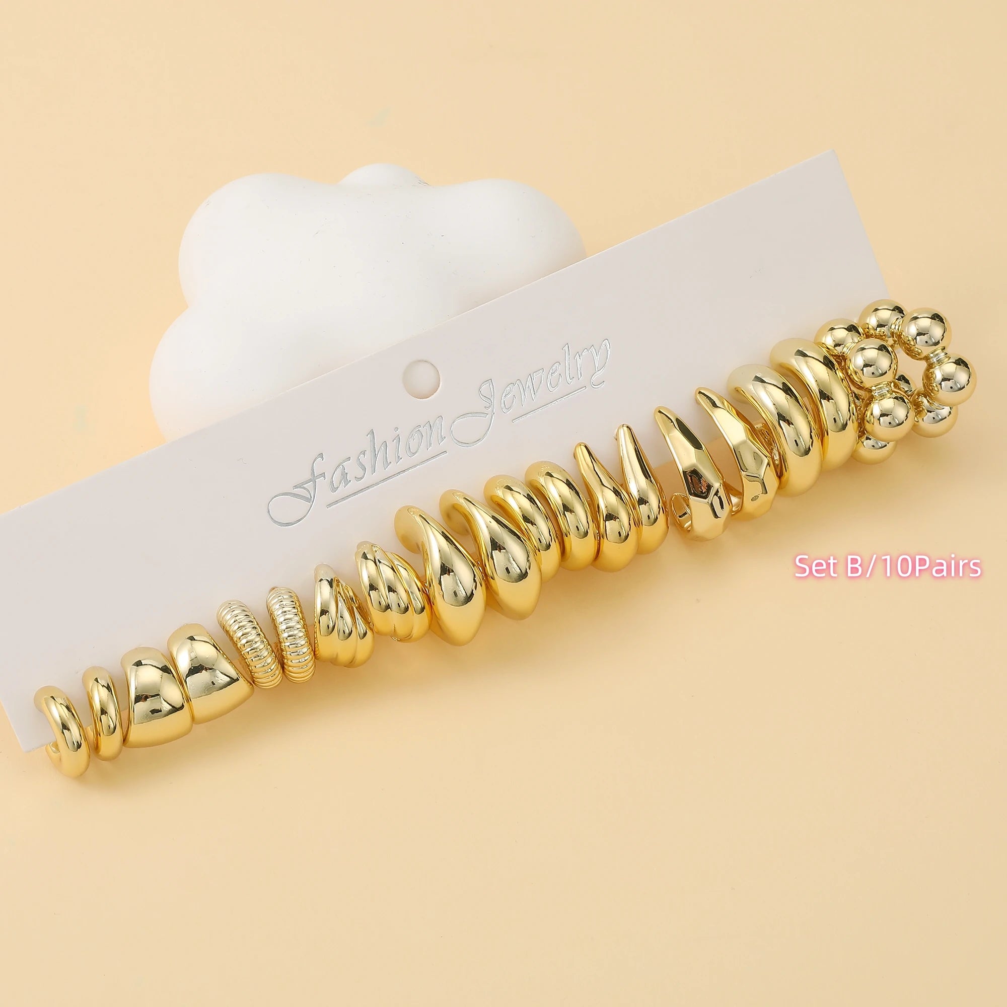 6 PAIRS-36 PAIRS Trendy Golden C-shaped, Water-droplet, Threaded Earring Set, With Innovative Design,Women's Daily Needs
